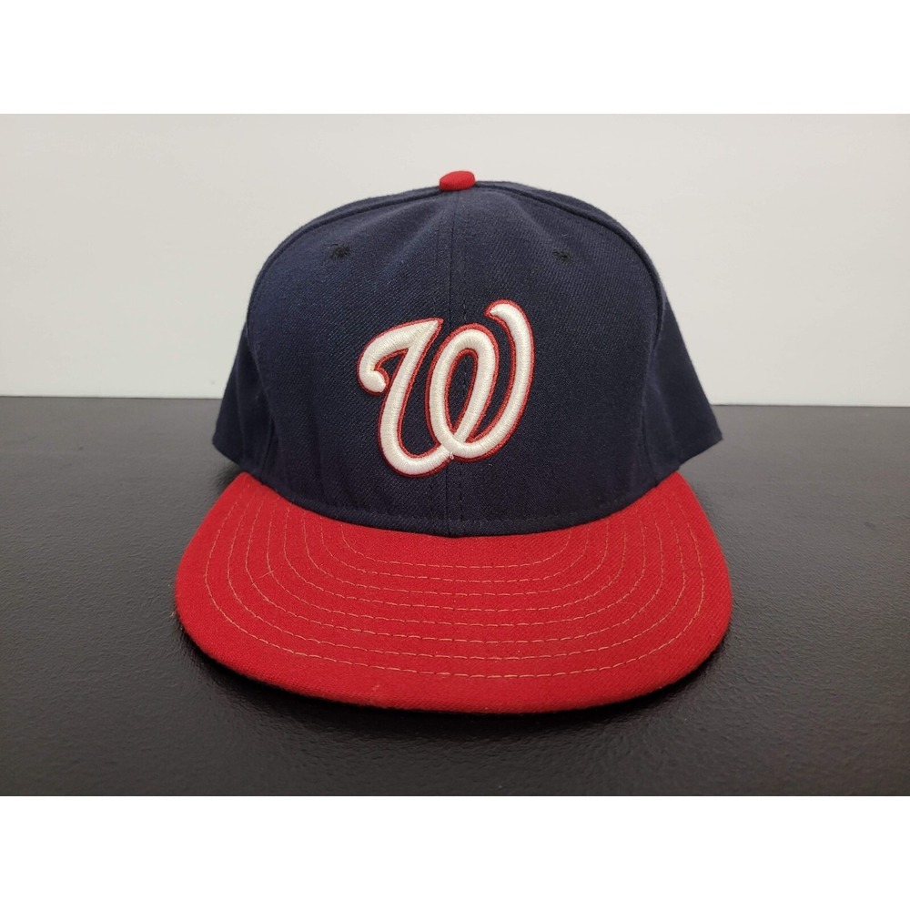 Washington Nationals Hat Cap Mens 7 3/8 Fitted Blue Red MLB‎ Baseball New Era